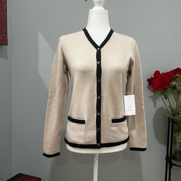 NEW CW Academia Wool V-neck Oversized Cardigan Sweater Cream Charcoal Sz… - Picture 5 of 16